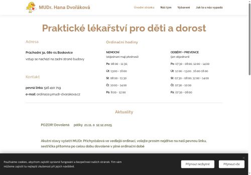 Zobrazit webové stránky Pediatrie - MUDr. Hana Dvořáková