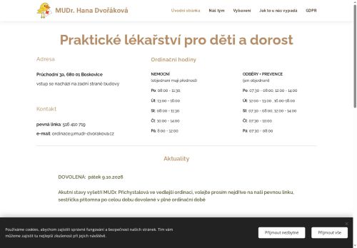 Zobrazit webové stránky Pediatrie - MUDr. Hana Dvořáková