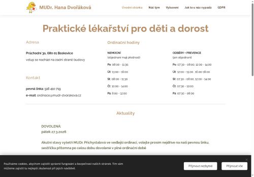 Zobrazit webové stránky Pediatrie - MUDr. Hana Dvořáková