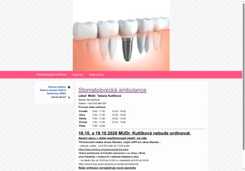 Zobrazit webové stránky Stomatologie - MUDr. Tatiana Kutlíková