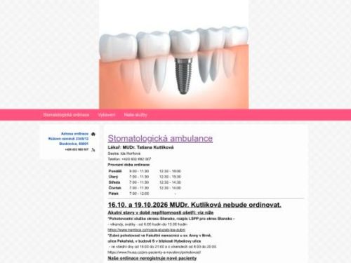 Stomatologie - MUDr. Tatiana Kutlíková