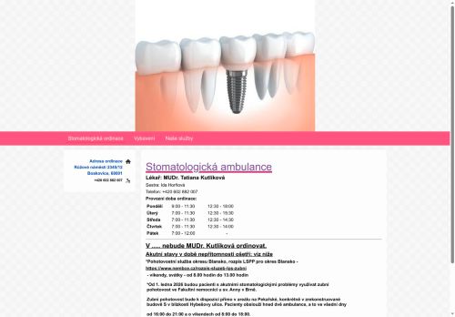 Zobrazit webové stránky Stomatologie - MUDr. Tatiana Kutlíková
