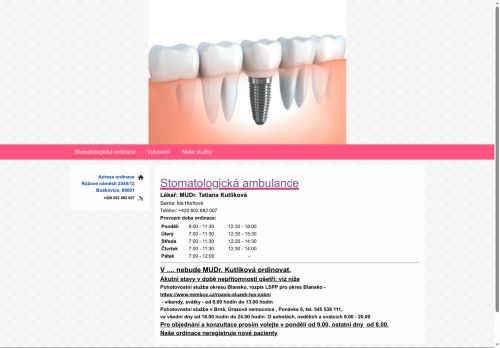 Zobrazit webové stránky Stomatologie - MUDr. Tatiana Kutlíková