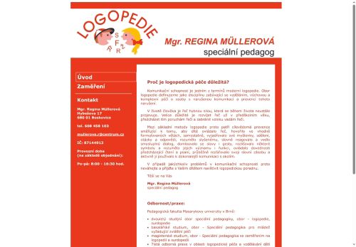 Zobrazit webové stránky Logopedická poradna - Mgr. Regina Müllerová (speciální pedagog)