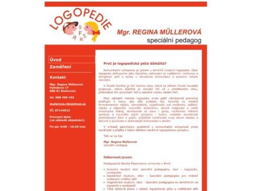 Logopedická poradna - Mgr. Regina Müllerová (speciální pedagog)
