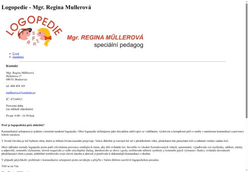 Zobrazit webové stránky Logopedická poradna - Mgr. Regina Müllerová (speciální pedagog)