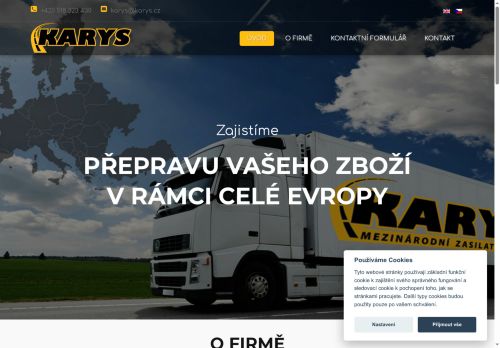Webové stránky KARYS spedice s.r.o., Veselí nad Moravou