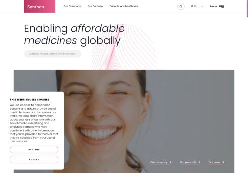Webové stránky Synthon, s.r.o., Praha