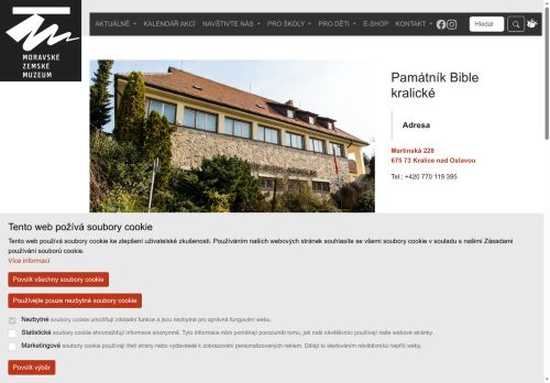 Zobrazit webové stránky Památník Bible kralické