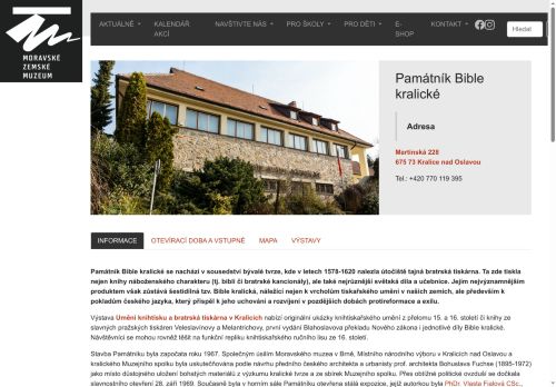Zobrazit webové stránky Památník Bible kralické