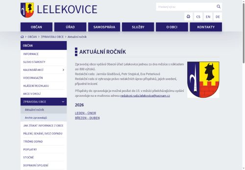 Zobrazit webové stránky Zpravodaj obce Lelekovice