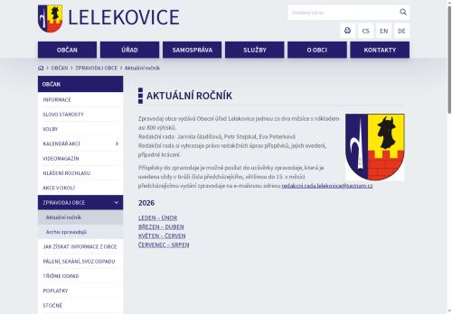 Zobrazit webové stránky Zpravodaj obce Lelekovice