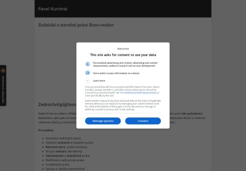 Zobrazit webové stránky Pavel Kurimai: Zednické a stavební práce Brno-venkov