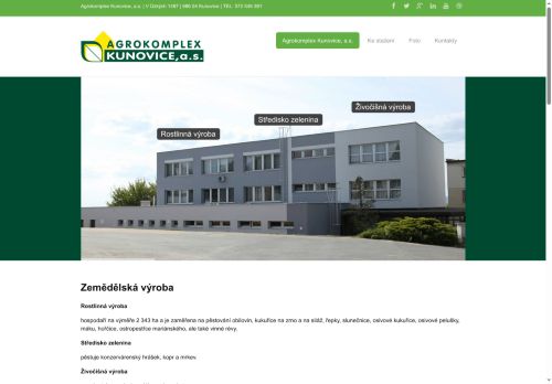 Webové stránky Agrokomplex Kunovice, a.s., Kunovice