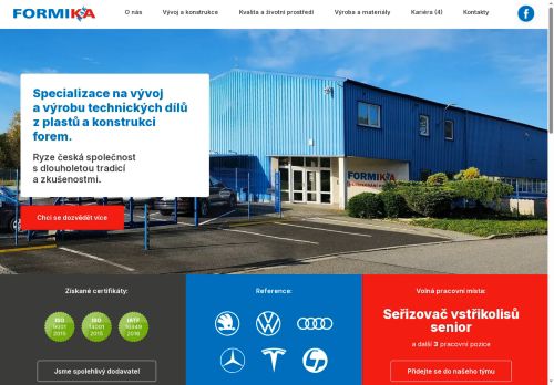 Webové stránky FORMIKA, s.r.o., Dolní Němčí