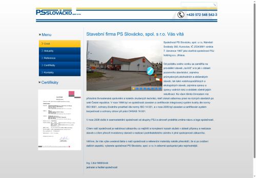 Webové stránky PS Slovácko, spol. s r.o., Kunovice