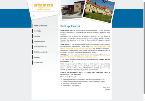 Webové stránky STAMOS Uherské Hradiště, spol. s r.o., Uherské Hradiště