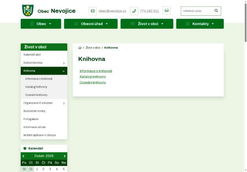 Zobrazit webové stránky Místní knihovna Nevojice