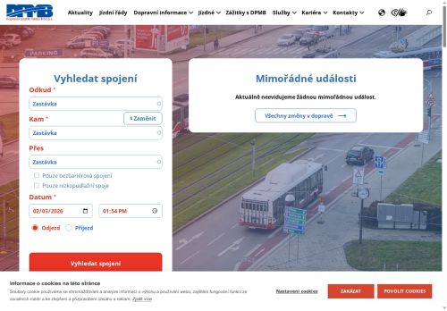 Webové stránky Dopravní podnik města Brna, a.s., Brno