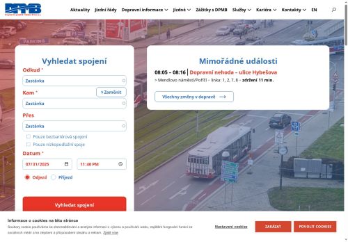 Webové stránky Dopravní podnik města Brna, a.s., Brno