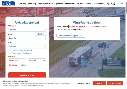 Webové stránky Dopravní podnik města Brna, a.s., Brno