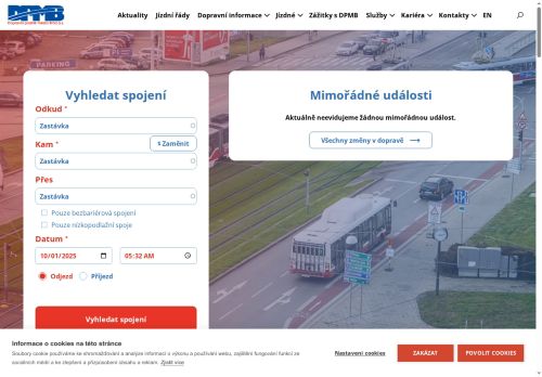 Webové stránky Dopravní podnik města Brna, a.s., Brno