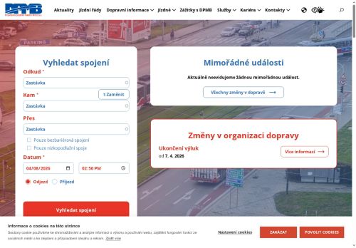 Webové stránky Dopravní podnik města Brna, a.s., Brno