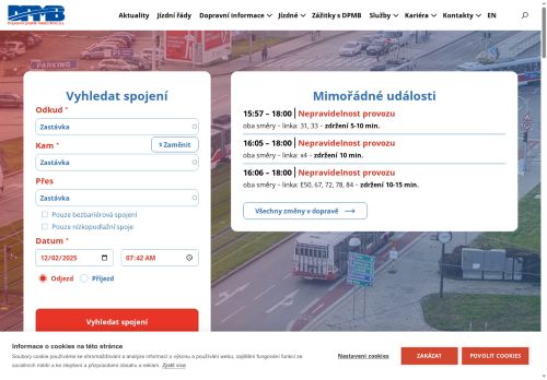 Webové stránky Dopravní podnik města Brna, a.s., Brno