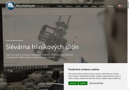 Webové stránky Aluminium Group, a.s., Sloup