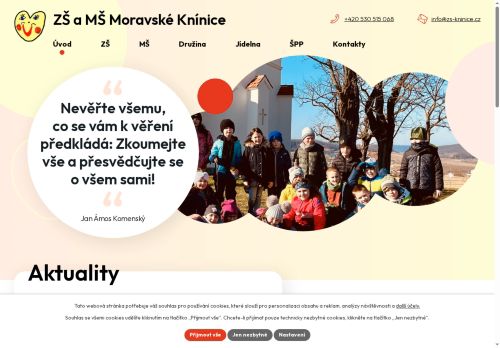 Webové stránky Základní škola a Mateřská škola Moravské Knínice, Moravské Knínice
