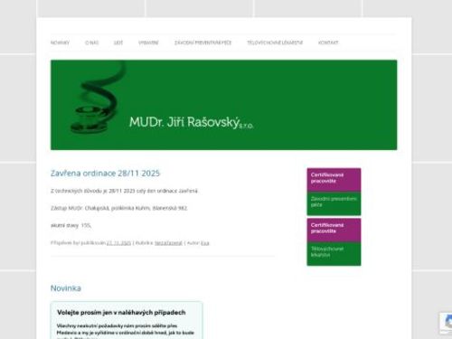 Praktický lékař - MUDr. Jiří Rašovský