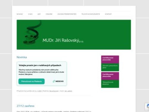 Praktický lékař - MUDr. Jiří Rašovský