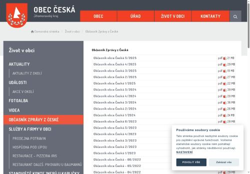 Zobrazit webové stránky Občasník Zprávy z České