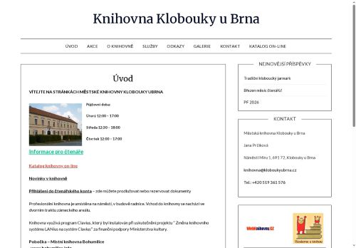Zobrazit webové stránky Městská knihovna Klobouky u Brna