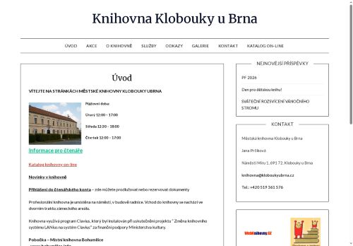 Zobrazit webové stránky Městská knihovna Klobouky u Brna