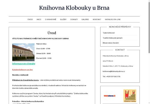 Zobrazit webové stránky Městská knihovna Klobouky u Brna