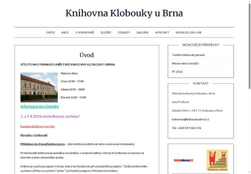 Zobrazit webové stránky Městská knihovna Klobouky u Brna