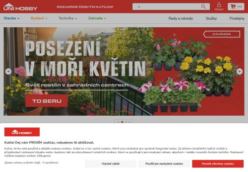 Webové stránky UNI HOBBY, a.s., Hodonín