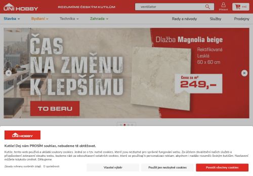 Webové stránky UNI HOBBY, a.s., Hodonín