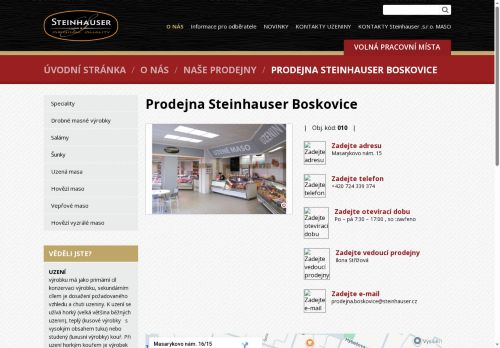 Zobrazit webové stránky Prodejna Steinhauser Boskovice