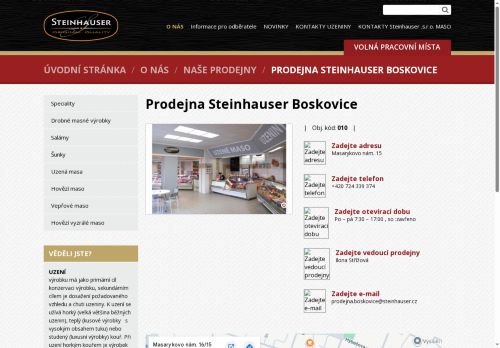 Zobrazit webové stránky Prodejna Steinhauser Boskovice