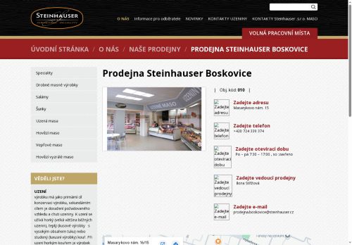 Zobrazit webové stránky Prodejna Steinhauser Boskovice