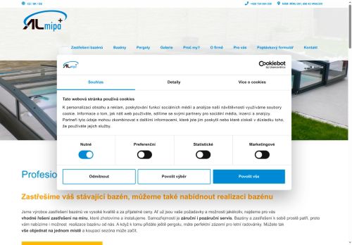 Zobrazit webové stránky Zastřešení bazénů Almipa