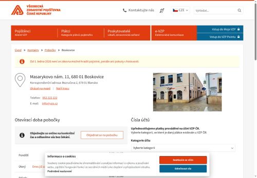 Zobrazit webové stránky Všeobecná zdravotní pojišťovna ČR, Boskovice