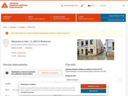 Všeobecná zdravotní pojišťovna ČR, Boskovice