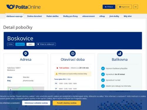 Česká pošta, pobočka Boskovice