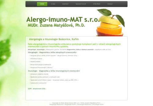 Zobrazit webové stránky Alergologie a klinická imunologie - MUDr. Zuzana Matyášová, Ph.D.