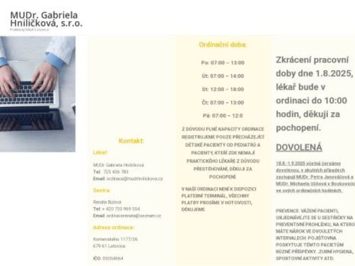 Praktický lékař - MUDr. Gabriela Hniličková
