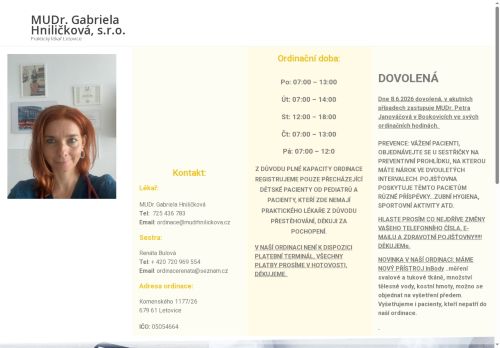 Zobrazit webové stránky Praktický lékař - MUDr. Gabriela Hniličková