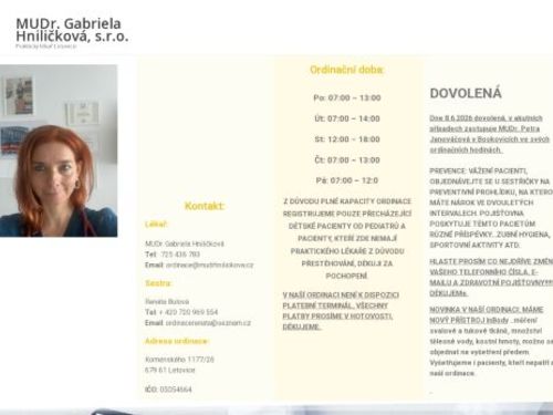 Praktický lékař - MUDr. Gabriela Hniličková